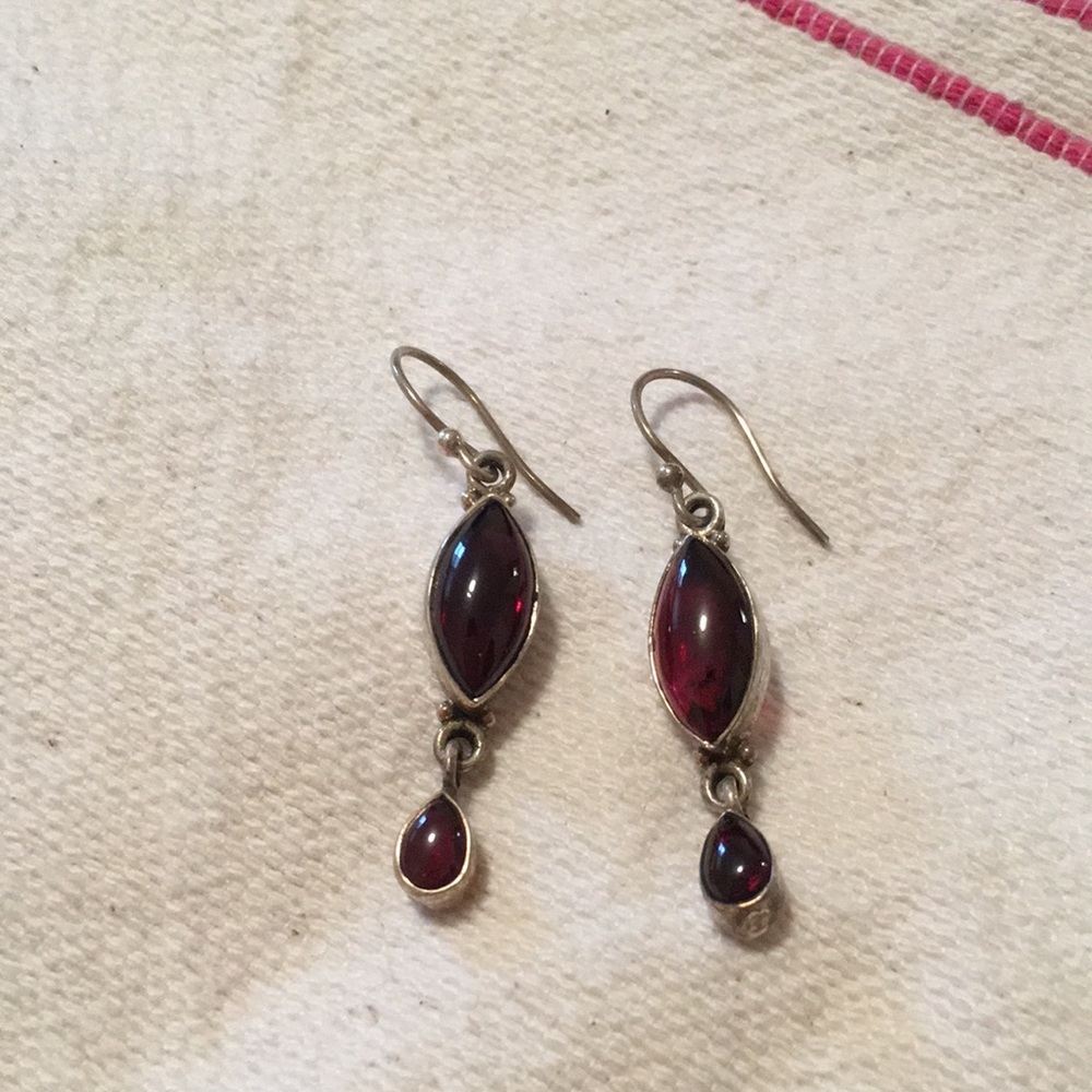 Silver and Amber earrings. From India.